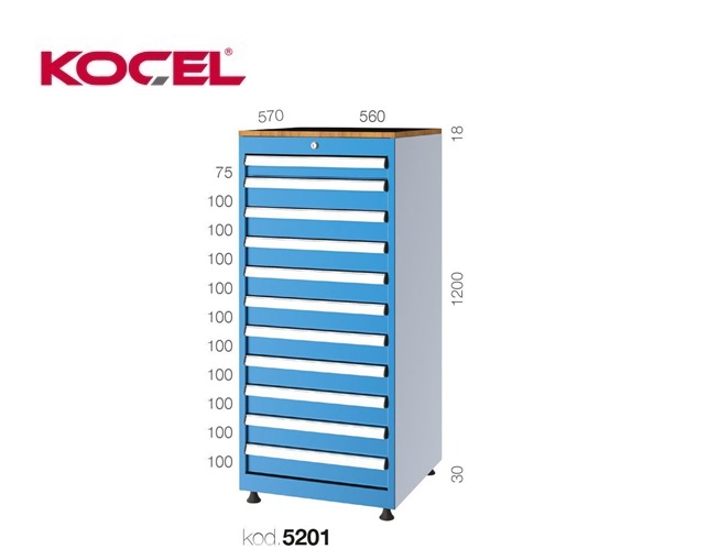 Gereedschapsladekast 11 lades 560X570X1200mm