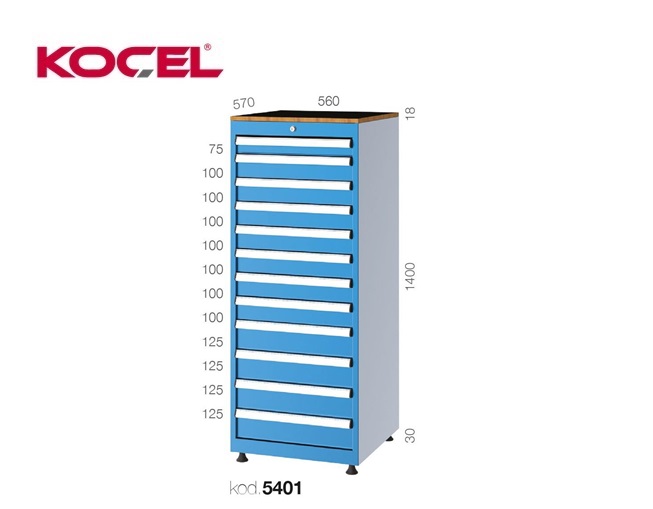 Gereedschapsladekast 12 lades 560X570X1400mm