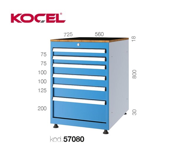 Gereedschapsladekast 6 lades 560X725X800mm