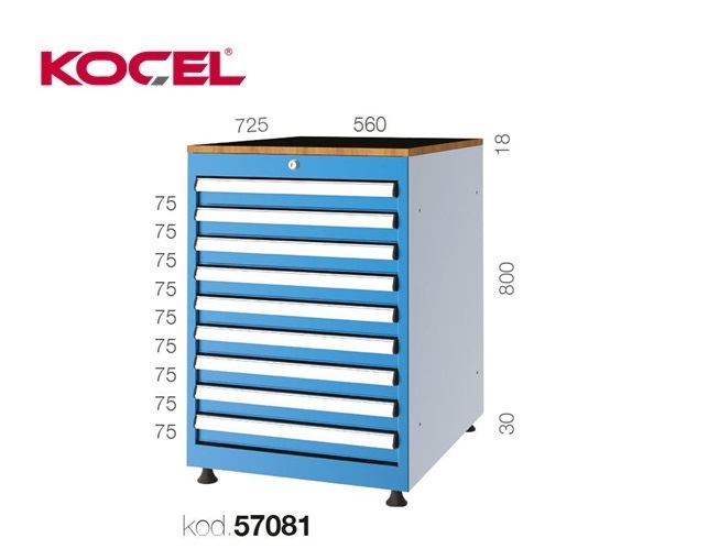 Gereedschapsladekast 9 lades 560X725X800mm