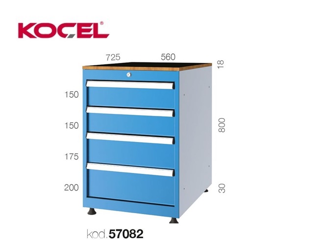 Gereedschapsladekast 4 lades 560X725X800mm