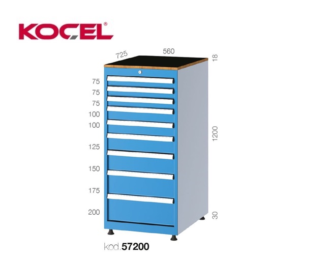 Gereedschapsladekast 9 lades 560X725X1200mm