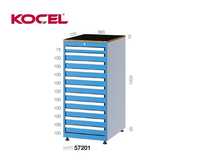 Gereedschapsladekast 11 lades 560X725X1200mm