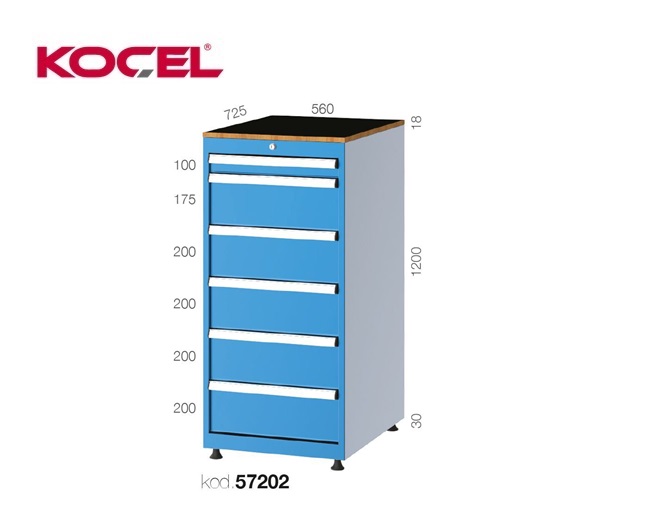 Gereedschapsladekast 6 lades 560X725X1200mm