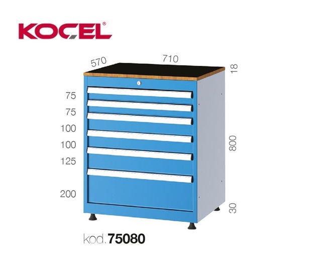 Gereedschapsladekast 6 lades 710X570X800mm