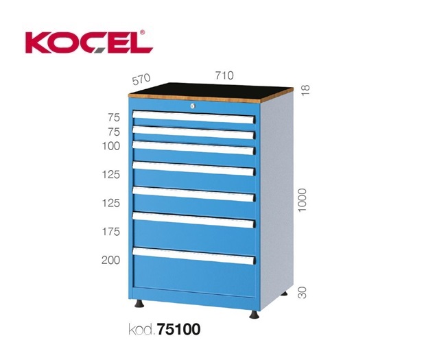 Gereedschapsladekast 7 lades 710X570X1000mm