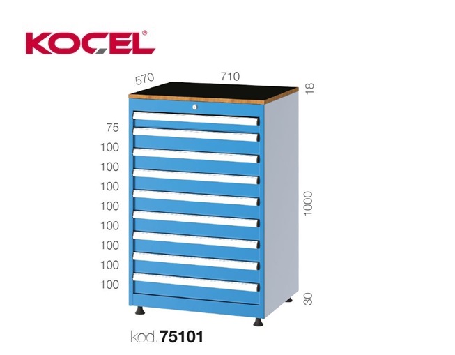 Gereedschapsladekast 9 lades 710X570X1000mm