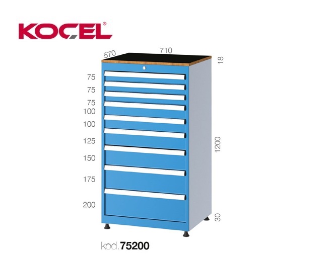 Gereedschapsladekast 9 lades 710X570X1200mm