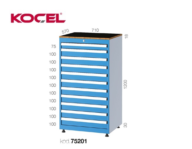 Gereedschapsladekast 11 lades 710X570X1200mm