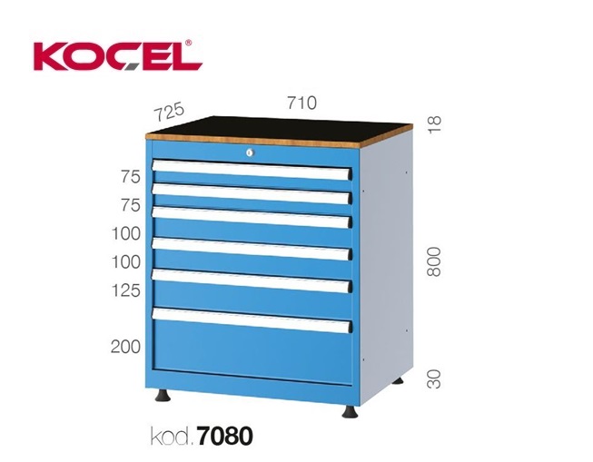 Gereedschapsladekast 6 lades 710X725X800mm