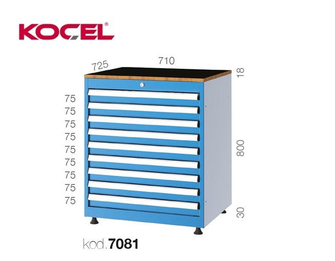 Gereedschapsladekast 9 lades 710X725X800mm