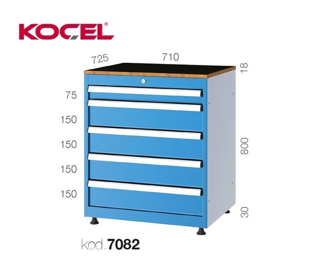 Gereedschapsladekast 5 lades 710X725X800mm