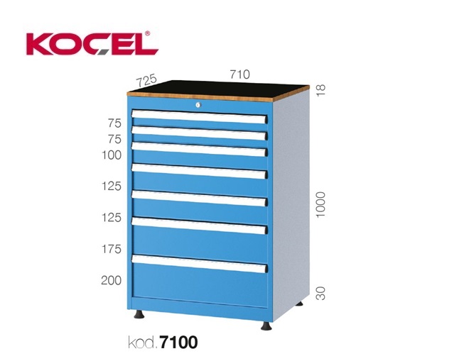 Gereedschapsladekast 7 lades 710X725X1000mm