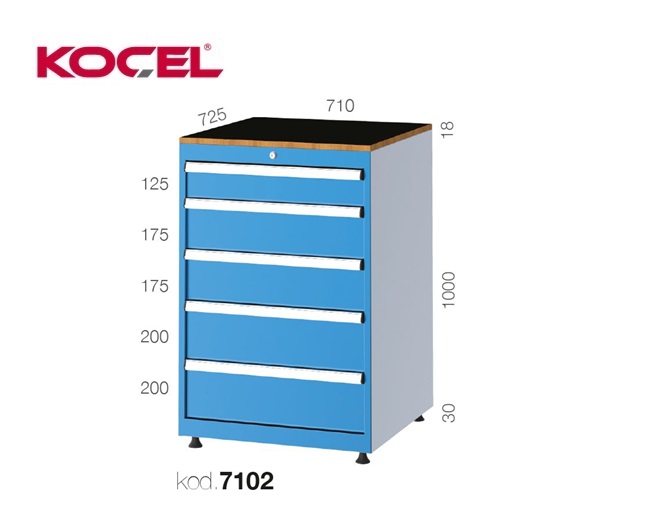 Gereedschapsladekast 5 lades 710X725X1000mm