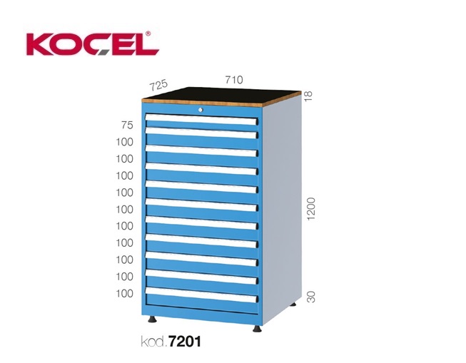 Gereedschapsladekast 11 lades 710X725X1200mm