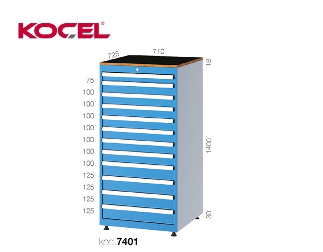Gereedschapsladekast 12 lades 710X725X1400mm