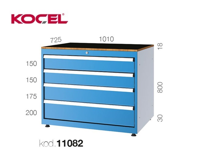 Gereedschapsladekast 4 lades 1010x725x800mm