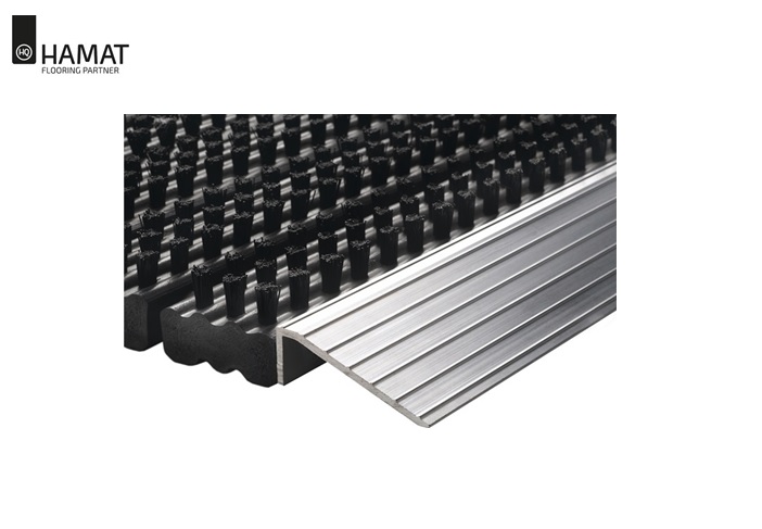 Voetmat met eenzijdige aluminium-voorrand 500 x 800 x 22 zwart/zilver | DKMTools - DKM Tools