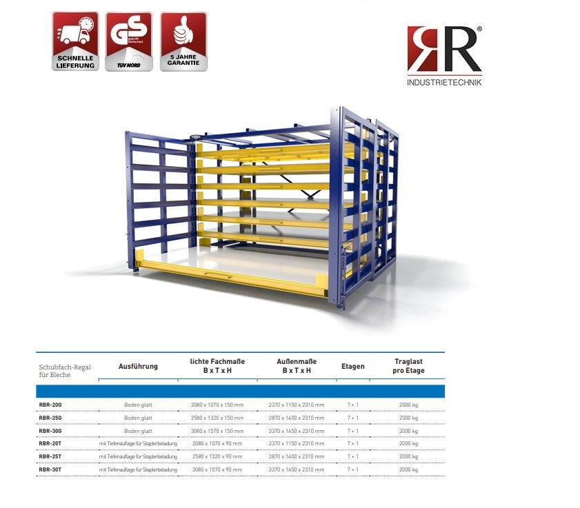 Schuifplateau voor plaatstaal Typ RBR-20G