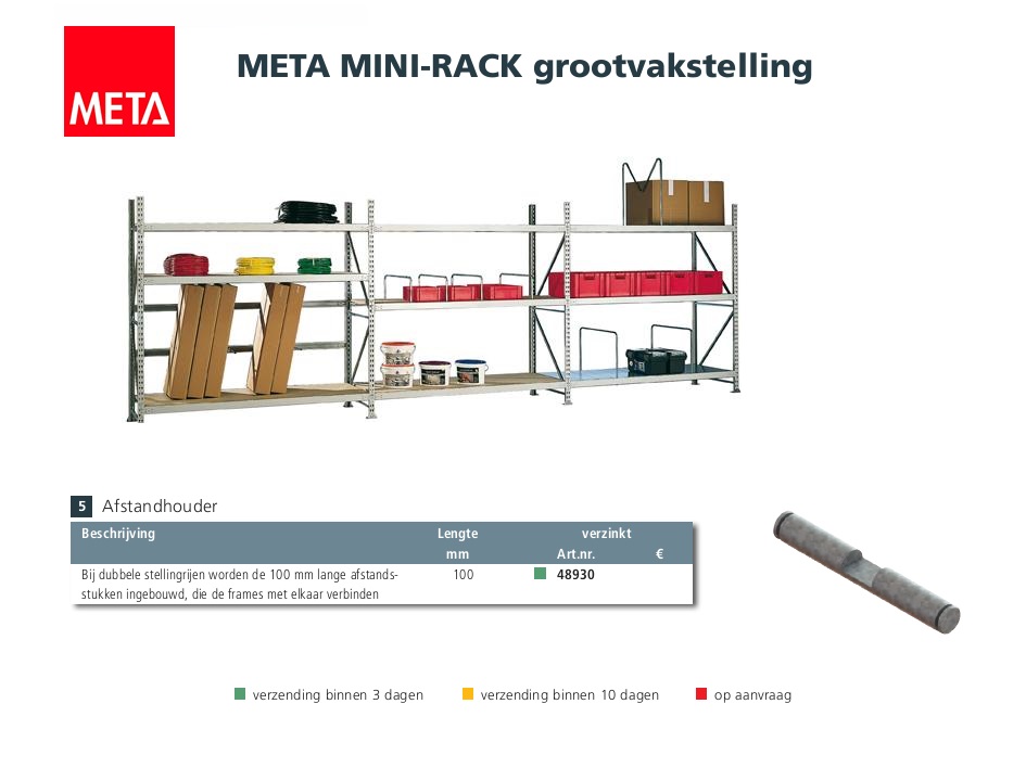 MR afstandsstuk 100 vzk. MINI RACK Troax dubbele stelling gaashouder