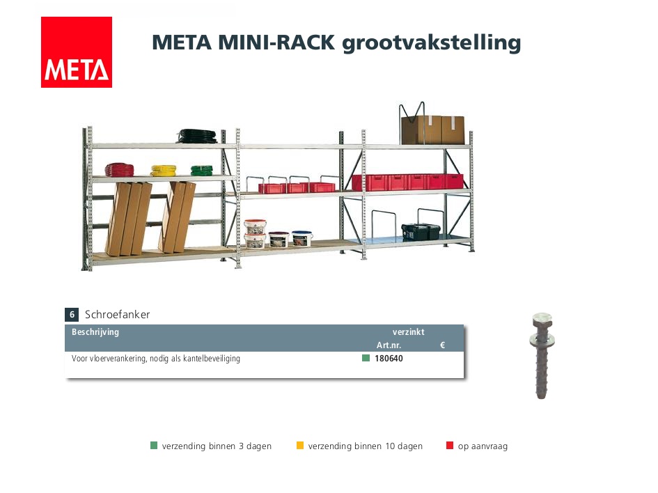 Schroefanker vzk kpl. T.b.v. voetverankering voor MINI-RACK en MULTPAL S