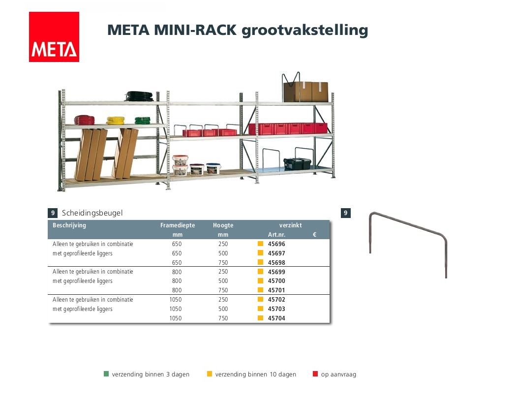 Verdeelbeugel 650 / 250 vzk voor MR etagedrager in U-vorm (U-verdeelbeugel voor MINI-RACK)