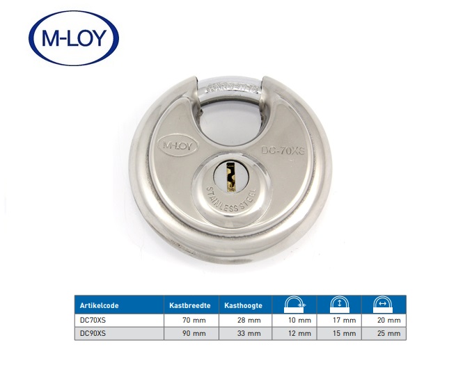 Diskushangslot DC XS Ø70mm VS, met uitboorbeveiliging incl. 2 sleutels | DKMTools - DKM Tools