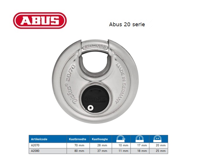 Abus discushangslot Ø70mm verschillend sluitend | DKMTools - DKM Tools