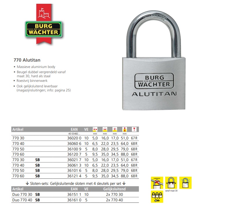 AluTitan Cilinderhangslot 770 HB 20 26 | DKMTools - DKM Tools