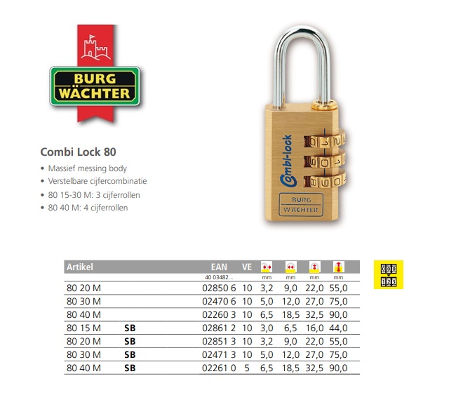 Combi Lock 80 20 M