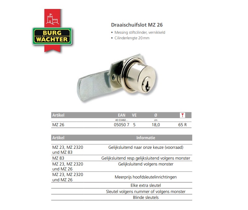 Draaischuifslot MZ 26