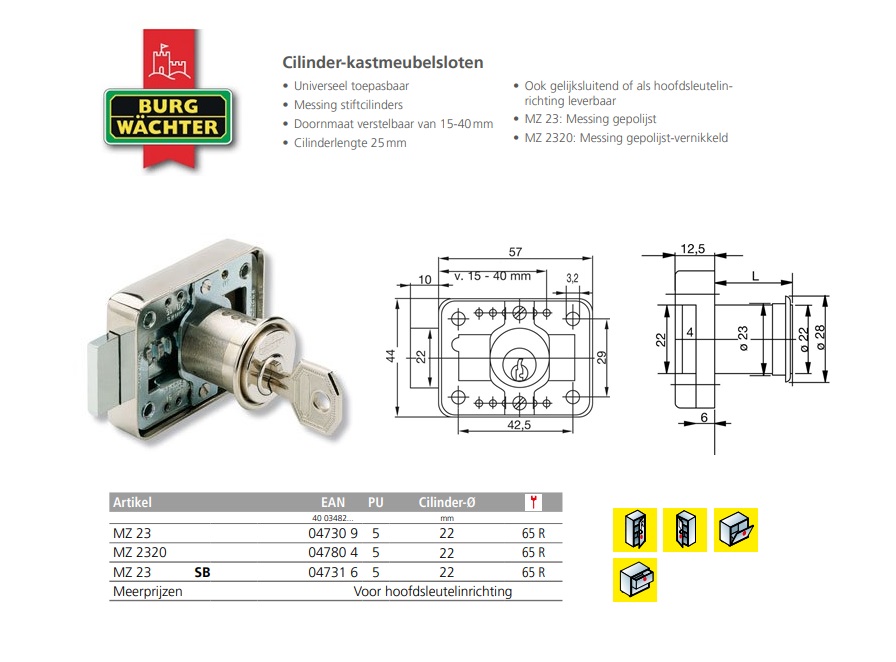 Meubelcilinderslot MZ 83 SB | DKMTools - DKM Tools