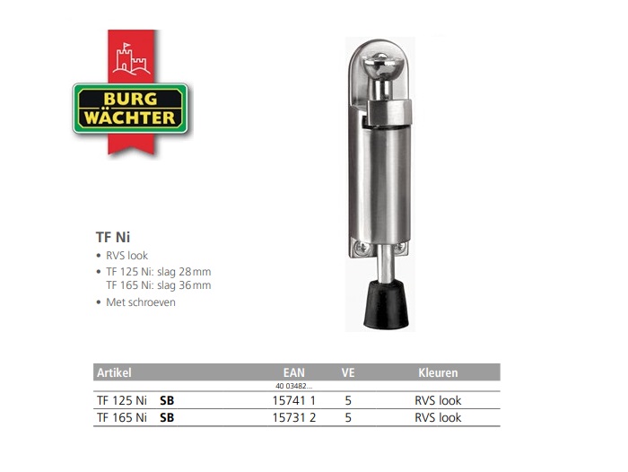 Deurvastzetter TF 125 Ni SB