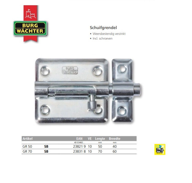 Schuifgrendel GR 50 SB