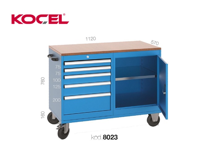 Mobiele Werkbank 5 lades 1 kast gereedschapswand | DKMTools - DKM Tools