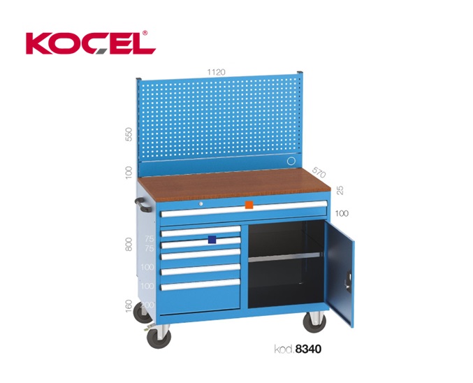 Mobiele Werkbank 6 lades 1 kast gereedschapswand | DKMTools - DKM Tools