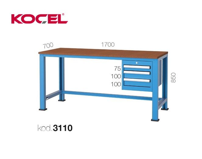 Werkbank 3 lades 1700x700x850mm