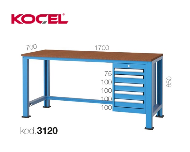 Werkbank 5 lades 1700x700x850mm