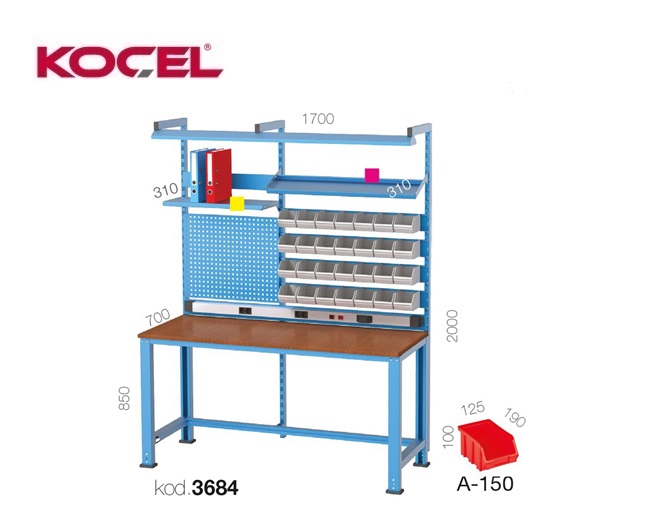 Fluorescerende werkbank gereedschapswand