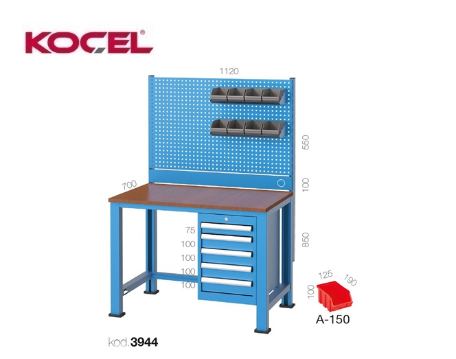 Werkbank klein type 5 lades gereedschapswand