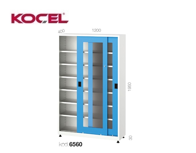 Materiaalkast schuifdeur 6 planken 1200x400x1950mm