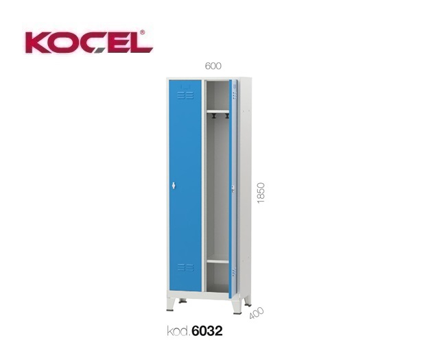 Personeelskast 2 deuren 2 planken 600x400x1850mm