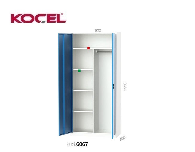 Personeelskast 2 deuren 4 planken 920x400x1950mm