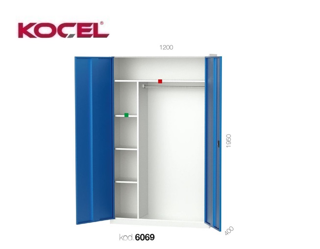 Personeelskast 2 deuren 4 planken 1200x400x1950mm