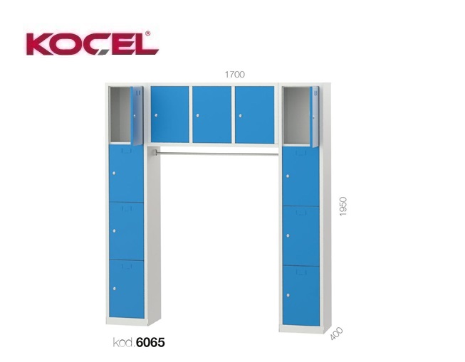 Personeelskast 11 deuren met hanger 1700x400x1950mm