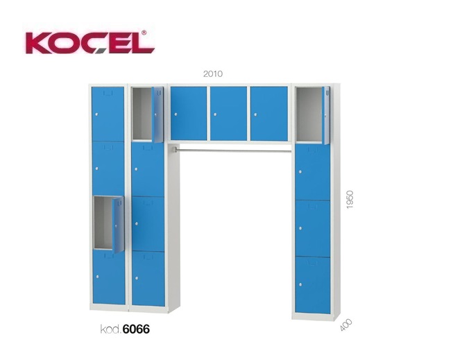 Personeelskast 15 deuren met hanger 2010x400x1950mm