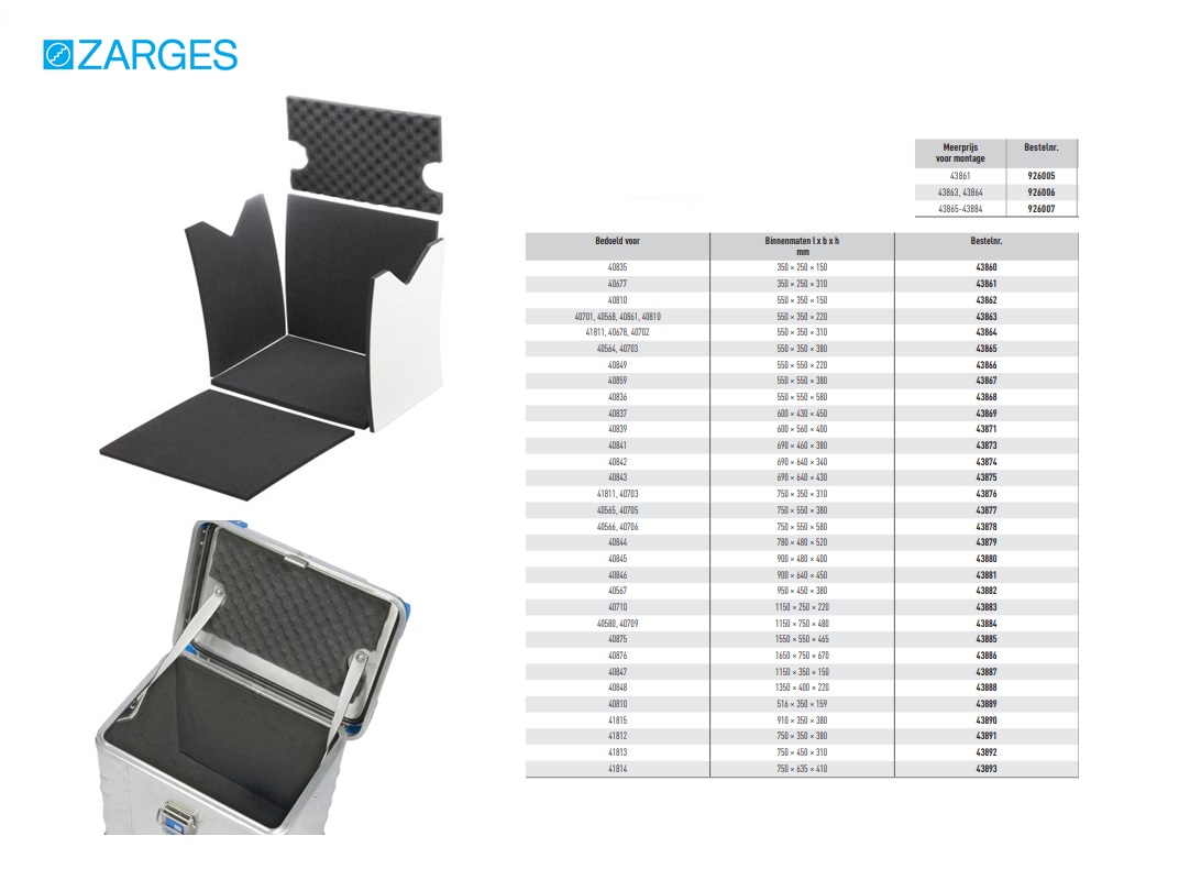 Schuiminterieur:350x250x150mm LD 45, 11mm