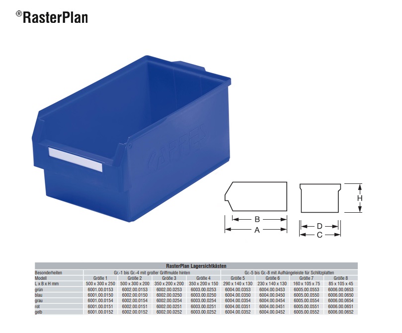 Magazijnbak Blauw L500xB300xH250mm Mt 1