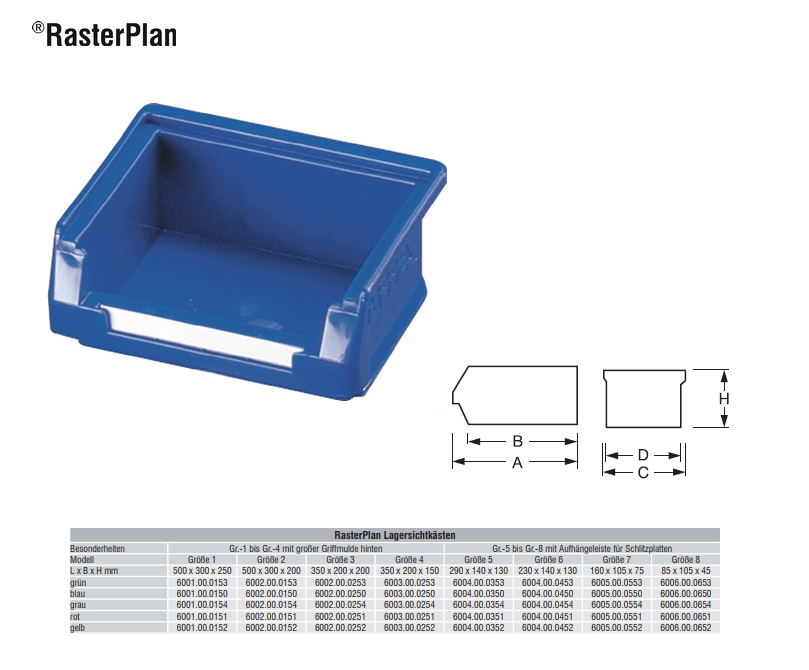 Magazijnbak Blauw L85xB105xH45mm Mt 8