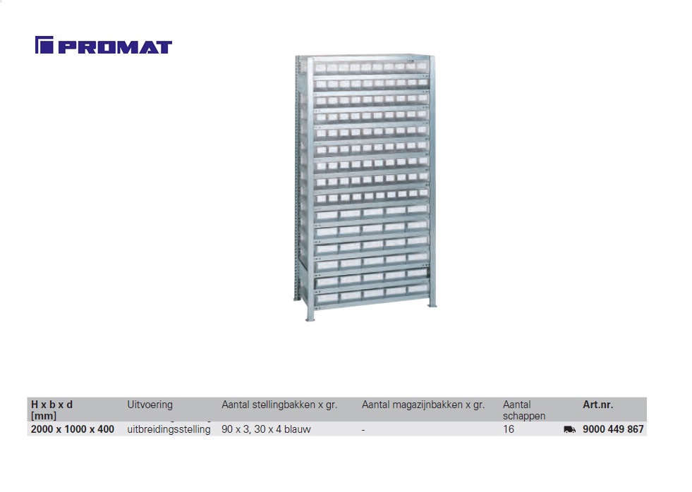 uitbreidingsstelling 90 x 3, 30 x 4 blauw